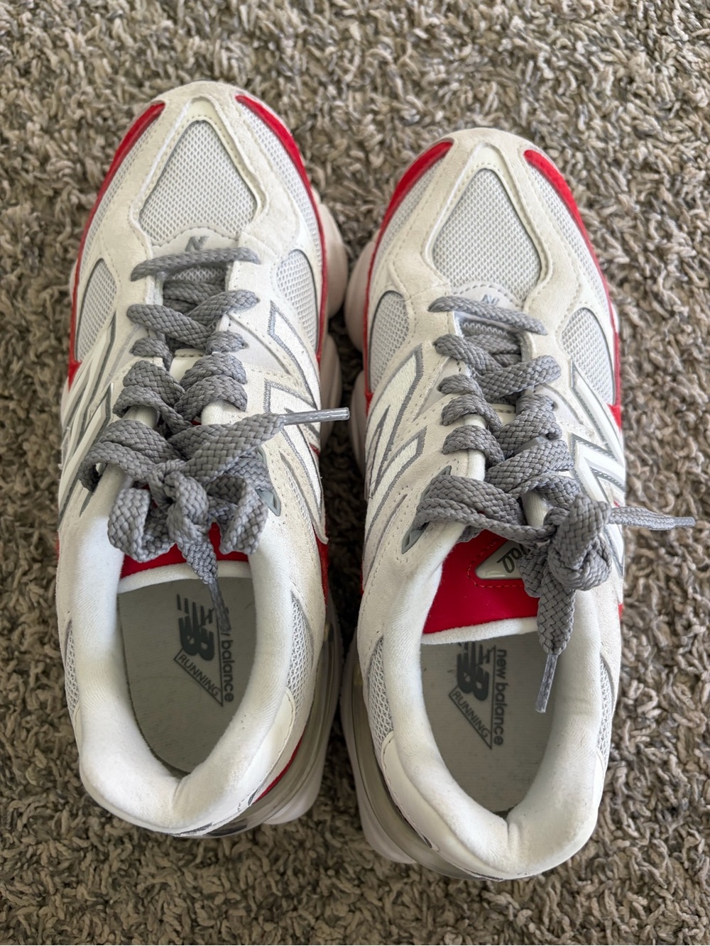 New Balance White & Red Athletic Sneakers - Picture 3 of 5